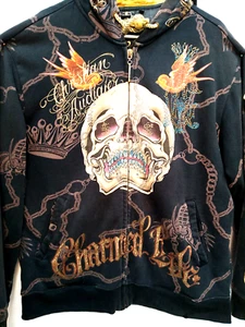 Pre Worn Men’s Size XLARGE Authentic Christian Audigier "Charmed Life" Hoodie - Picture 1 of 23