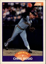 1989 Score Milwaukee Brewers Baseball Card #243 Chris Bosio