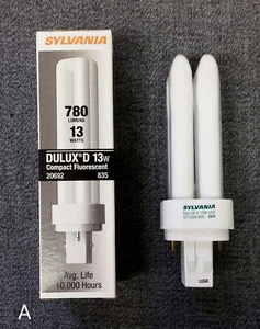 (2) NIB Sylvania Dulux D 13W 780 LM Compact Fluorescent Bulbs CF13DD/835 GX23-2 - Picture 1 of 2