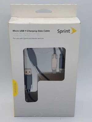 Sprint 2.0 USB A 型公头转双微型 USB 公头分配器 Y 充电数据线 — 第 1/4 张图片