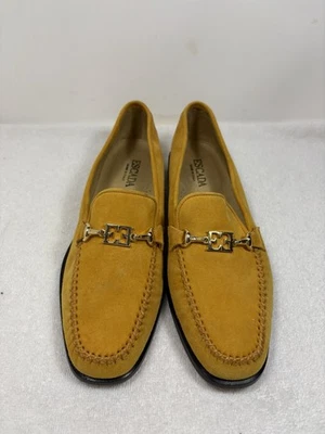 ESCADA вручную мокасины желтый замши золотой эмблемы размер 9B опрятный - Изображение 1 из 4