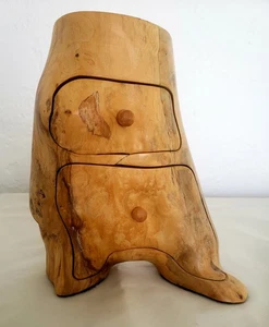burled wood jewelry box hand made hidden compartments - Picture 1 of 13