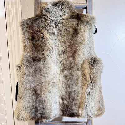 Blassport Women's Small Faux Fur Cardigan Vest Reversible Western Rodeo Rock NWT - Image 1 of 4