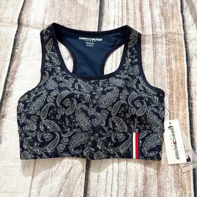 Tommy Hilfiger 4 路弹力印花赛车运动文胸花卉女式 M — 第 1/4 张图片