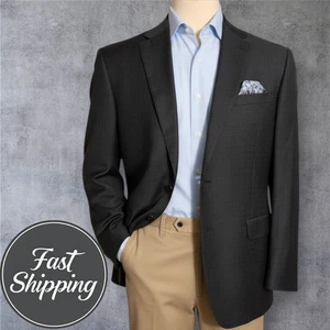 AUSTIN REED Men’s 46L Gray Plaid Wool Blazer Sport Coat 2-Button Jacket - Picture 1 of 12