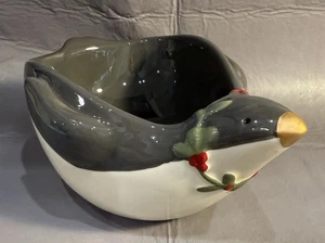 Fitz & Floyd Mistletoe Merriment Penguin Nut piatto - Foto 1 di 7