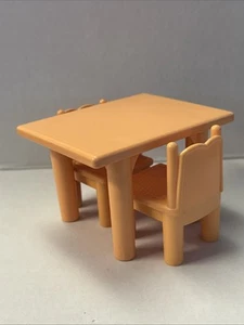 Vintage Playskool Dollhouse Furniture Table And Chairs - Discoloration As Shown - Picture 1 of 9