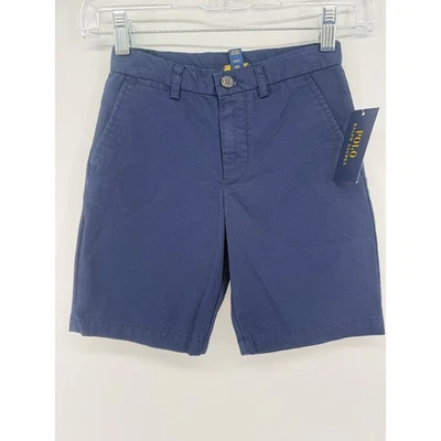 Polo Ralph Lauren Boys Navy Blue Flat Front Classic Chino Shorts - Size 6 NWT - Image 1 of 3