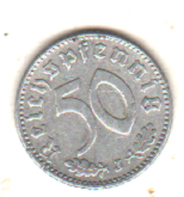 Allemagne, Deutschland 3° reich : pièce de 50 pfennig, 1943 J en aluminium - Photo 1/2