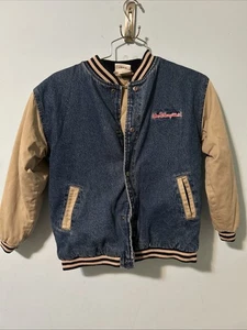 Vintage Kids Walt Disney World Embroidered Varsity Denim Jacket Size L - Picture 1 of 6