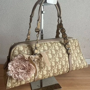 Christian Dior Trotter Romantic Chain Handbag Shoulder Bag Flower PVC Ivory - Picture 1 of 14