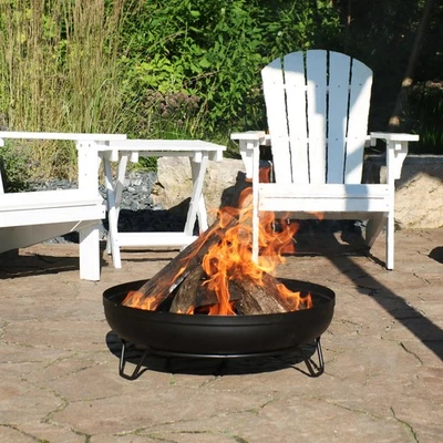 23 in Steel Wood-Burning Fire Pit Bowl with Stand - Black by Sunnydaze - Image 1 of 4