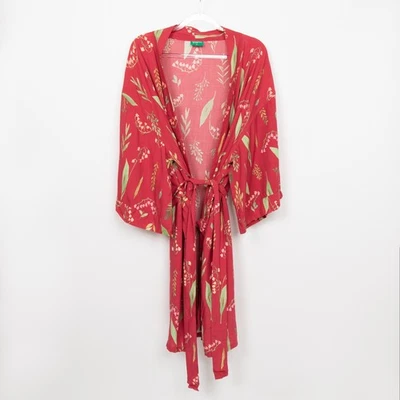 Uncommon Goods Floral Kimono Duster Open Front Lightweight Red M/L - Image 1 of 4