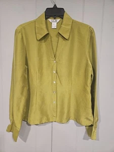 SLB Shirt Womens Large Vintage Silk Long Sleeve Button Up Blouse SMALL HOLE - Picture 1 of 6