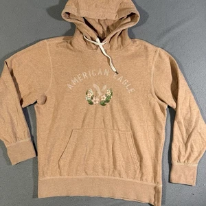 American Eagle Super Soft Women's Embroidered Pullover Fleece Hoodie Pink Size L - Picture 1 of 8