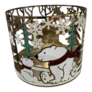 Bath & Body Works Funda Portavelas Metal 3 Mechas OSOS POLARES, COPOS DE NIEVE NUEVO CON ETIQUETAS - Imagen 1 de 4