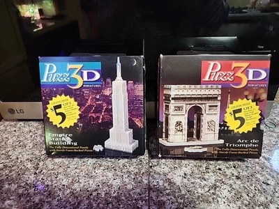 2-PUZZ 3D Puzzles Empire State bldg. & Arc de Triomphe 42 & 46 pcs New old Stock - Image 1 of 2