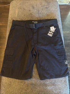 Pantalones Cortos de Carga Ecko Unltd Para Hombre Negros Talla 38 Camuflados Cinturón Cremallera Bolsillo Calce Relajado Nuevos con Etiquetas Foto 1 de 4