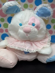 Vintage Fisher Price Puffalumps Bär rosa Streifen Rassel Plüschtier Stofftier - Bild 1 von 10