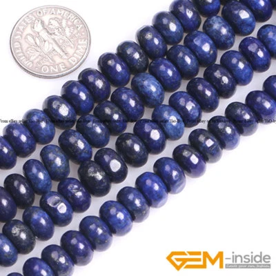 Blue Lapis Lazuli Stone Rondelle Flat Spacer Beads For Jewelry Making 15" 5x8mm - Image 1 of 4
