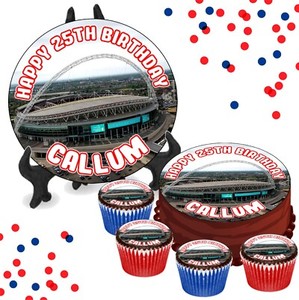 Wembley Stadium Arch PERSONALISED Edible Cake/Cupcake Toppers Football Arena Fun