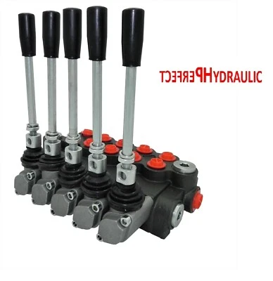 5 Bank Hydraulic Directional Control Valve 11gpm 40L Double Acting Cylinder ex - Image 1 of 3