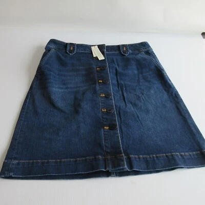 Talbots Button Front Jean Skirt Blue Womens 10 Classic Stretch Dark Wash Denim - Image 1 of 4