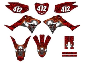 2019-2023 CRF 250 F FLAMING GEARHEAD Red Senge Graphics Kit Compatible with H - Picture 1 of 10
