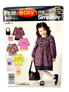SIMPLICITY 2306 Pattern Size A 3-8 Child's Dress and Purse UNCUT NOS - Picture 1 of 7