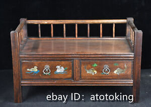 China antique Rosewood Inlaid shells Mandarin Duck and Fish Pattern Tea cabinet