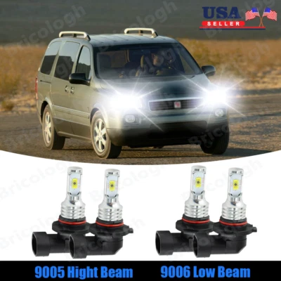 For Saturn Vue 2002-2007 Combo 4x 9005 9006 LED Headlight High / Low Bulbs 6000K - Image 1 of 4