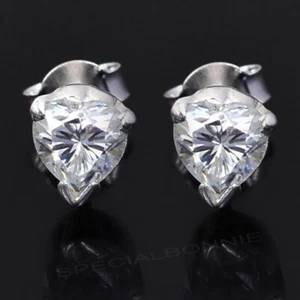Amazing 1Ct Diamond Heart Shaped Studs In 925 Silver, Great Luster VIDEO - Picture 1 of 11