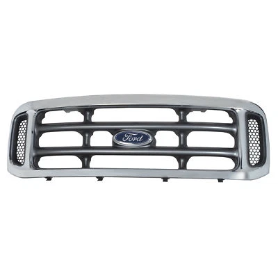 Rejilla de radiador frontal cromada mediana y platino Super Duty 1C3Z8200BAA OEM NUEVO Foto 1 de 4