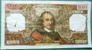 FRANCE 100 FRANCS, P149 f, ISSUED 01.09. 1977, CORNEILLE - Picture 1 of 2