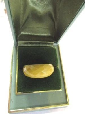 ANILLO PATRÓN PIEL DE SERPIENTE MULTIFACÉTICO TALLADO STOCK ANTIGUO VERDE OLIVA NUEVO Foto 1 de 3