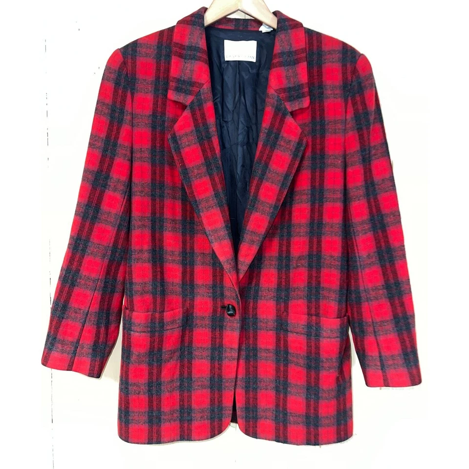 Blazer de lana vintage para mujer mediano 10 novio colegiala preppy búfalo a cuadros Foto 1 de 4