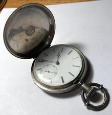 1870-1880 Jacot & Son Le Locle Swiss Coin Silver Hunter Case Pocket Watch Runs