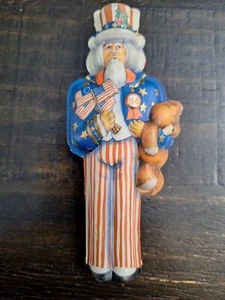 Vintage 1984 Tin Hallmark Keepsake Ornament Uncle Sam Red/White/Blue  - Picture 1 of 9