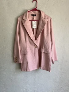 Simple Flaver Woman Barbie Pink Button- Cuff Blazer, Size XXL - Picture 1 of 5