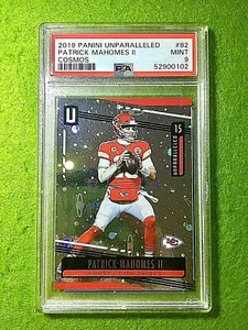 PATRICK MAHOMES COSMOS PRIZM CARD JERSEY #15 CHIEFS 2019 Unparalleled PSA 9 POP2 - Photo 1 sur 12