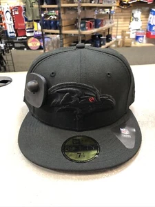 NEW ERA 5950 NFL FITTED CAP BALTIMORE RAVENS BLACK ON BLACK ON FIELD 7 1/4 - Bild 1 von 4