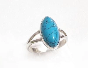 Türkis Ring Silber 925 Türkis blau Gr.18,1 mm (57) echt Sterlingsilber gz354 - Bild 1 von 2