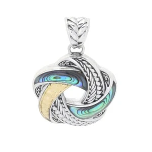 Artisan Silver by Samuel B. 18K Gold Accented Abalone Love Knot Pendant - Picture 1 of 2