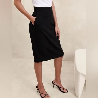 ¡NUEVO CON ETIQUETAS! Falda lápiz Banana Republic negra de lana Siena - talla 16 Foto 1 de 4