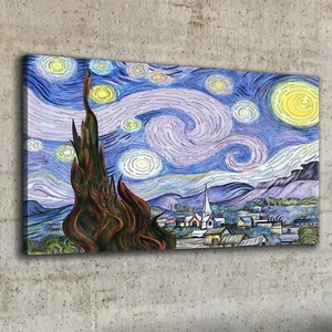 Canvas Wandbild Leinwand Bilder 100x50 Abstraktes Kunst Nacht Dorf - Bild 1 von 11