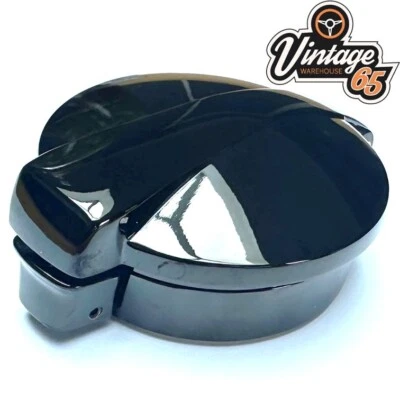 Clásico Mini Gasolina Tapa Llenadora Cubierta Cromo Abatible Acción Estilo Monza Negro - Imagen 1 de 2