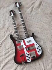 Custom Double Neck 4+12 Strings Red body Electric bass Guitar Chrome hardware