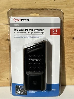 New, CyberPower Power Inverter 150W with USB Charger - Cup Holder-Black (a4) - Image 1 of 4