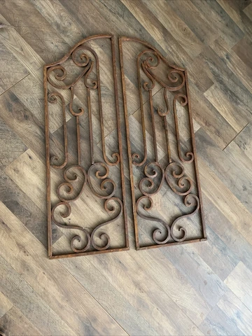 2 Old Heavy Cast Iron Garden Fence Gate Grate Architecture Salvage Cover