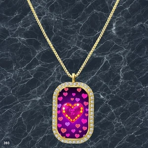 New Colorful Hearts Pendant Necklace Image Design Radiant Gold Tone Pure - Picture 1 of 4